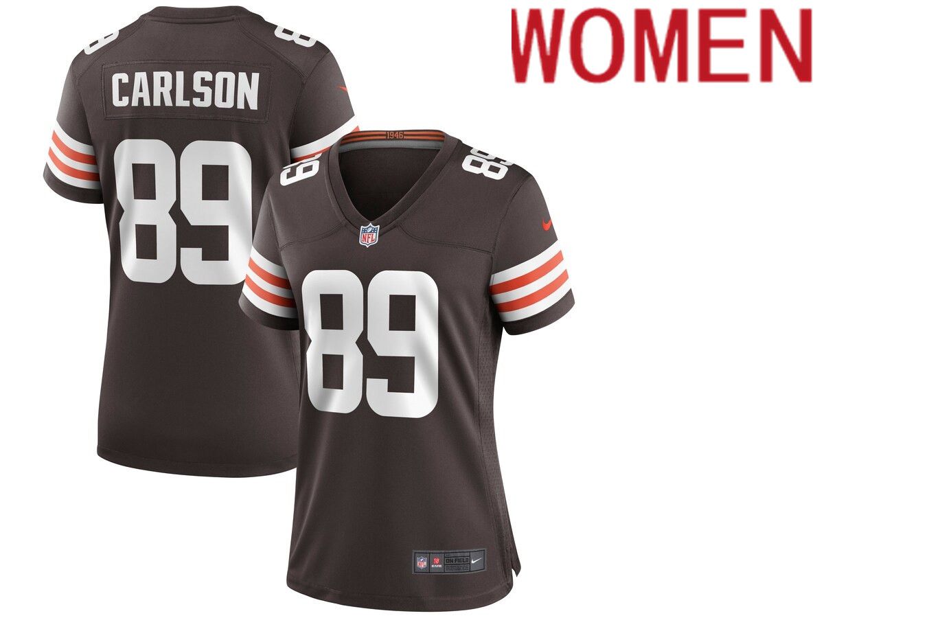 Women Cleveland Browns 89 Stephen Carlson Nike Brown Game NFL Jersey